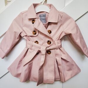 TAHARI Baby pink trench pea coat